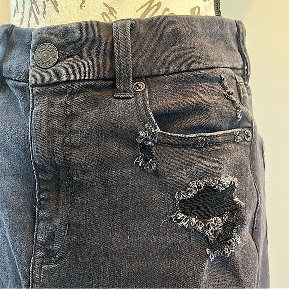 American Eagle Outfitters Distressed Black Denim Skirt - Picture 9 of 16